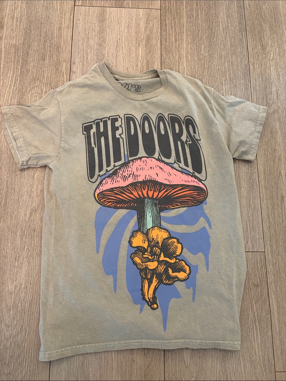The Doors Graphic Tee - Light Green with Pink & Blue Mushroom